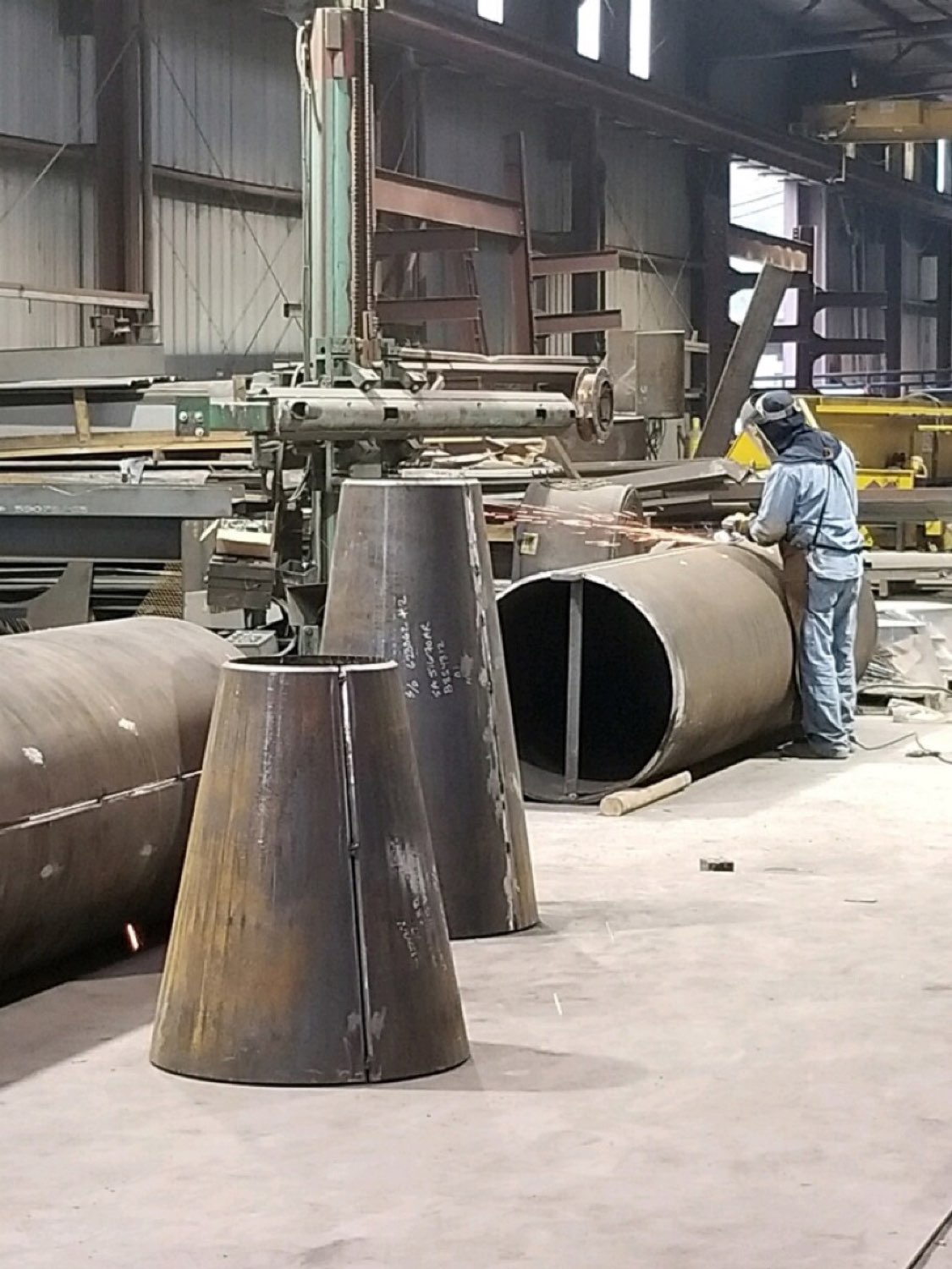 Cones being fabricated in the shop